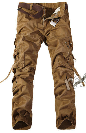 2019 Top Fashion Military Cotton Cargo Pants Men Multi-Pocket Solid Plus Size Trousers Men  (Asian Size 28-42)