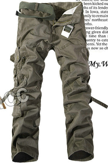 2019 Top Fashion Military Cotton Cargo Pants Men Multi-Pocket Solid Plus Size Trousers Men  (Asian Size 28-42)