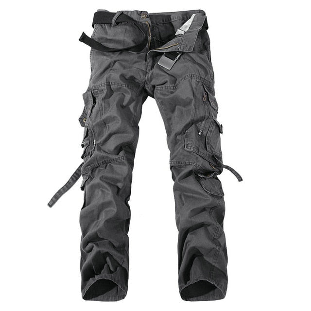 2019 Top Fashion Military Cotton Cargo Pants Men Multi-Pocket Solid Plus Size Trousers Men  (Asian Size 28-42)