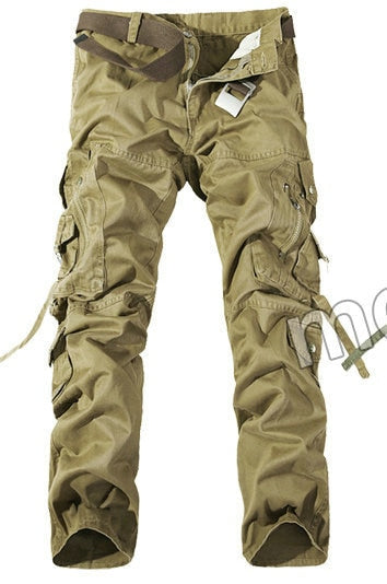 2019 Top Fashion Military Cotton Cargo Pants Men Multi-Pocket Solid Plus Size Trousers Men  (Asian Size 28-42)