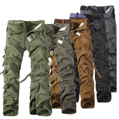 2019 Top Fashion Military Cotton Cargo Pants Men Multi-Pocket Solid Plus Size Trousers Men  (Asian Size 28-42)