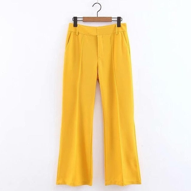 2019 Women Double Breasted Long Blazers Office Lady Small Suit Jacket Ladies Leisure Yellow Blazer Loose Coat Streetwear