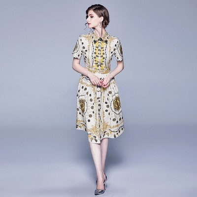 2019 summer new women's summer dress floral dress custom dress printing Europe and America ethnic dress female