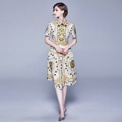 2019 summer new women's summer dress floral dress custom dress printing Europe and America ethnic dress female