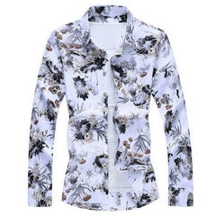 2020 Autumn Spring Clothes Shirt Men Long Sleeves Big Size M-5XL 6XL 7XL Print Hawaiian Beach Casual Floral Shirt For Man