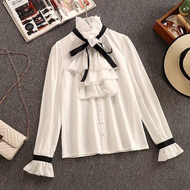 2020 Autumn Winter 2 Piece Set Overalls Dress Women Elegant Ruffles Chiffon Bow Shirt Top+Double Breasted Plaid Tweed Vest Dress