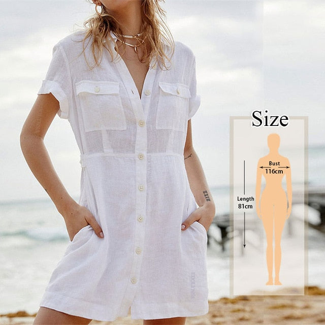 2020 Beach Cover up Cotton White Beach Sarong Bikini Cover up Bathing Suit Women Beachwear Swimsuit Cover up Pareo Tunic #Q833