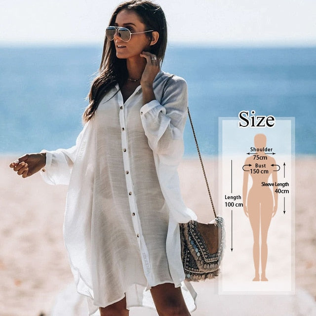 2020 Beach Cover up Cotton White Beach Sarong Bikini Cover up Bathing Suit Women Beachwear Swimsuit Cover up Pareo Tunic #Q833