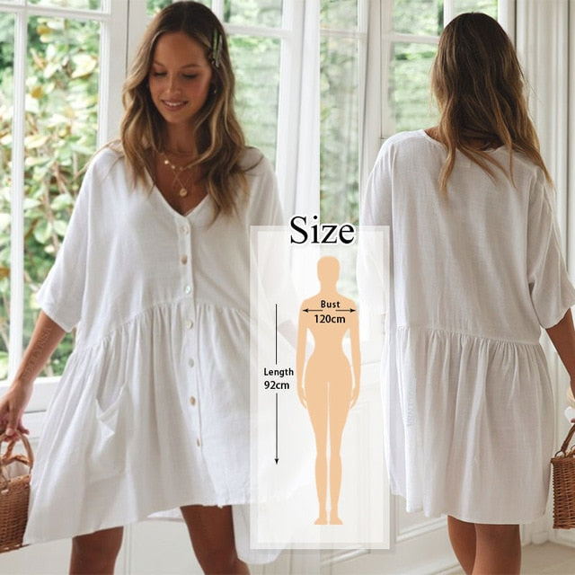 2020 Beach Cover up Cotton White Beach Sarong Bikini Cover up Bathing Suit Women Beachwear Swimsuit Cover up Pareo Tunic #Q833