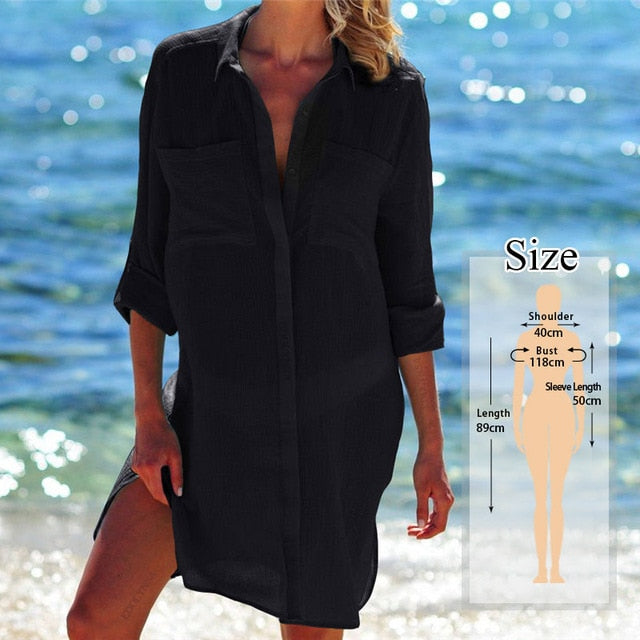 2020 Beach Cover up Cotton White Beach Sarong Bikini Cover up Bathing Suit Women Beachwear Swimsuit Cover up Pareo Tunic #Q833