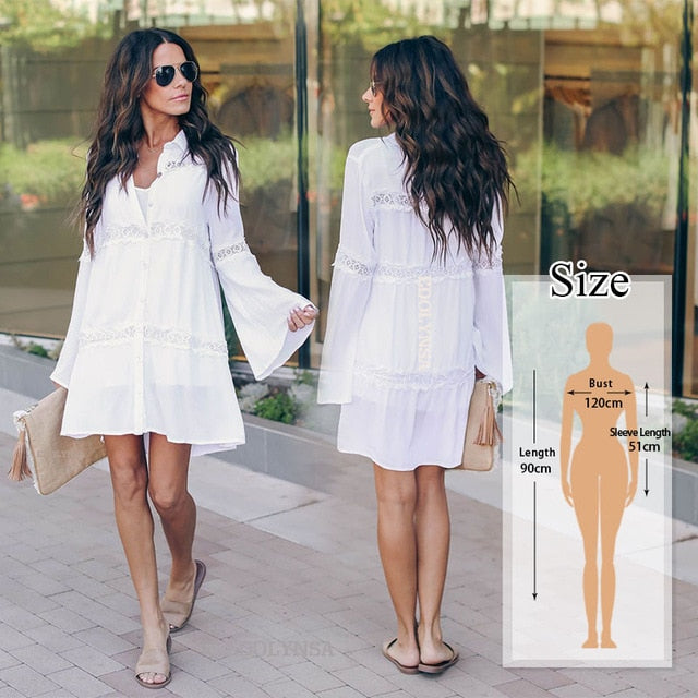 2020 Beach Cover up Cotton White Beach Sarong Bikini Cover up Bathing Suit Women Beachwear Swimsuit Cover up Pareo Tunic #Q833