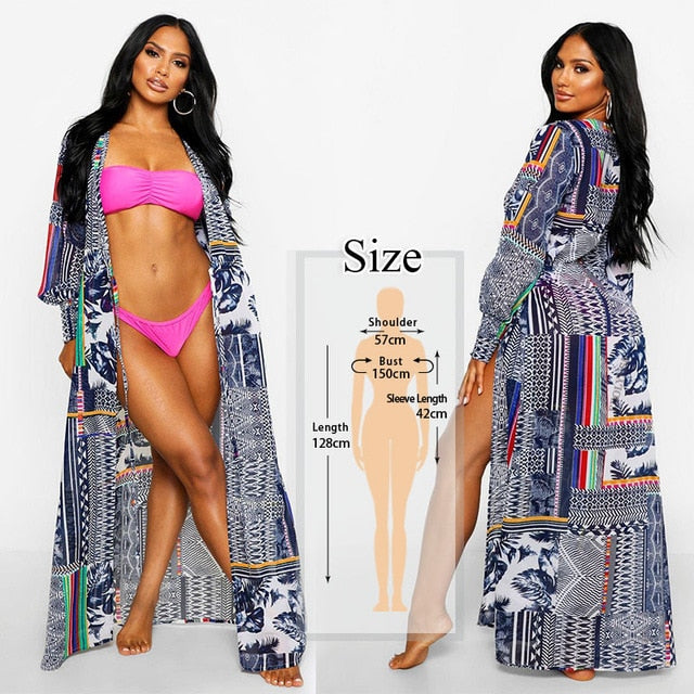 2020 Bikini Cover-ups Bohemian Dot Printed Flare Sleeve Ruffed Summer Beach Dress Chiffon Tunic Women Swimsuit Cover Up Q914