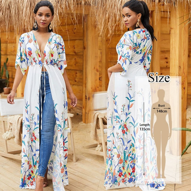 2020 Bikini Cover-ups Kimono Cardigan Sexy Hollow Out Summer Dress White Cotton Tunic Women Beach Wear Swim Suit Cover Up Q964