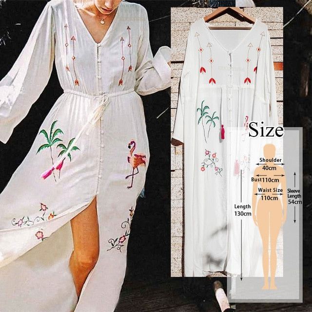 2020 Bikini Cover-ups Kimono Cardigan Sexy Hollow Out Summer Dress White Cotton Tunic Women Beach Wear Swim Suit Cover Up Q964