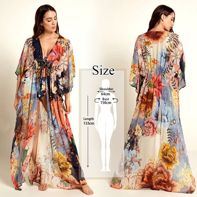 2020 Bohemian Printed Cover-ups Sexy Summer Beach Dress Cotton Tunic Women Beachwear Swimsuit Cover Up Bikini Wrap Sarongs Q675