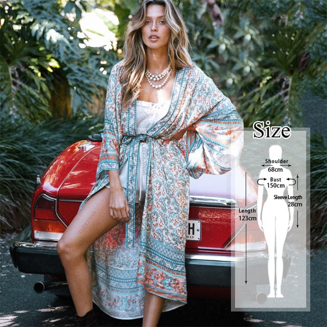 2020 Bohemian Printed Cover-ups Sexy Summer Beach Dress Cotton Tunic Women Beachwear Swimsuit Cover Up Bikini Wrap Sarongs Q675