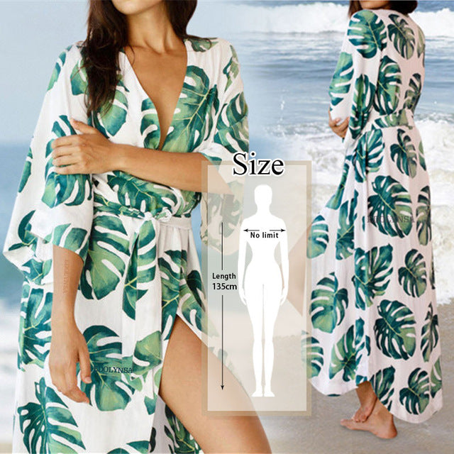 2020 Bohemian Printed Cover-ups Sexy Summer Beach Dress Cotton Tunic Women Beachwear Swimsuit Cover Up Bikini Wrap Sarongs Q675
