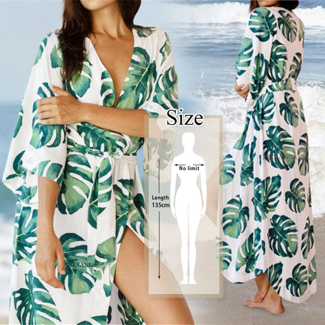 2020 Bohemian Printed Cover-ups Sexy Summer Beach Dress Cotton Tunic Women Beachwear Swimsuit Cover Up Bikini Wrap Sarongs Q675