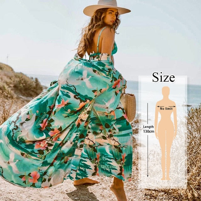 2020 Bohemian Printed Cover-ups Sexy Summer Beach Dress Cotton Tunic Women Beachwear Swimsuit Cover Up Bikini Wrap Sarongs Q675