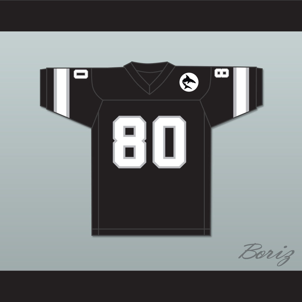 1974 WFL Dennis Hughes 80 Jacksonville Sharks Road Football Jersey with Patch