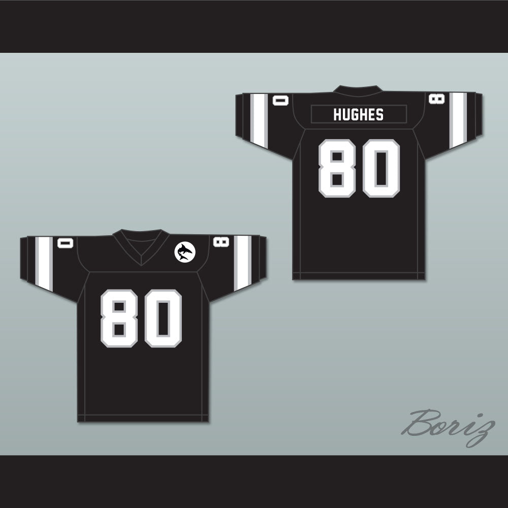 1974 WFL Dennis Hughes 80 Jacksonville Sharks Road Football Jersey with Patch