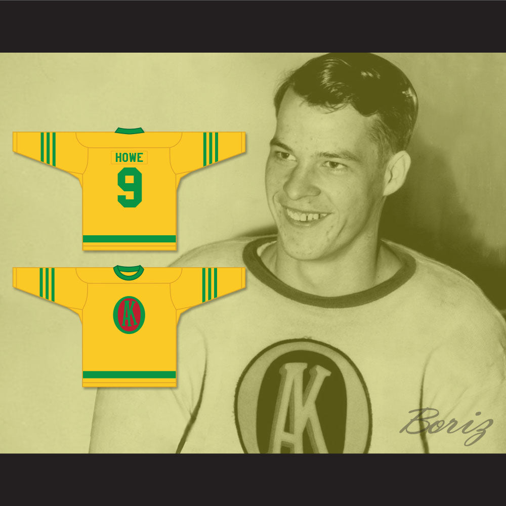 1945-46 Gordie Howe 9 Omaha Ak-Sar-Ben Knights USHL Away Hockey Jersey