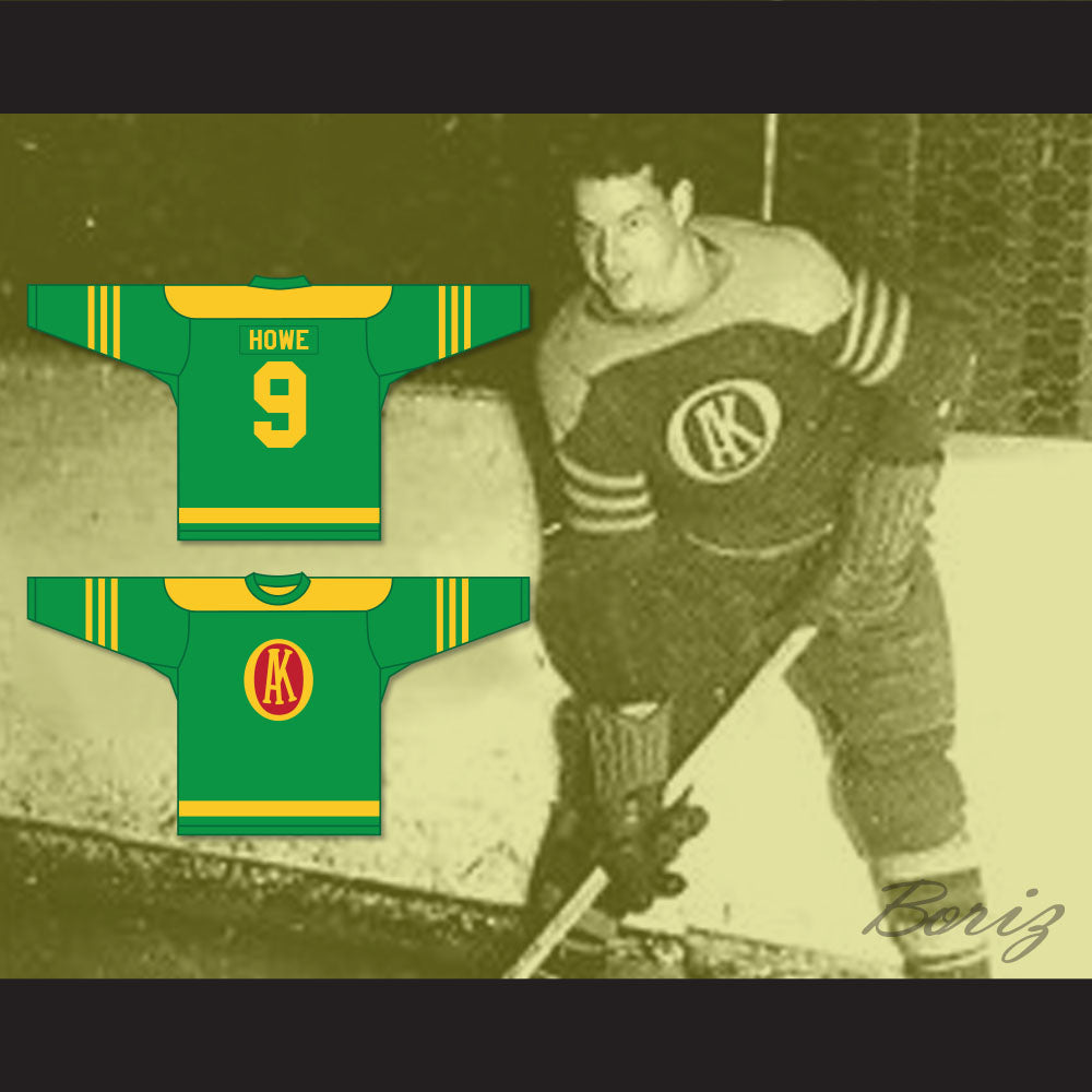 1945-46 Gordie Howe 9 Omaha Ak-Sar-Ben Knights USHL Home Hockey Jersey