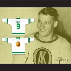 1945-46 Gordie Howe 9 Omaha Ak-Sar-Ben Knights USHL White Hockey Jersey