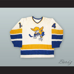 1974-75 WHA Gary Gambucci 14 Minnesota Fighting Saints White Hockey Jersey