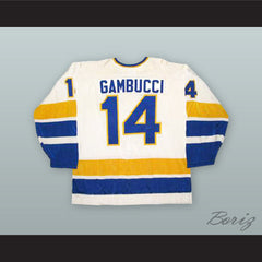 1974-75 WHA Gary Gambucci 14 Minnesota Fighting Saints White Hockey Jersey