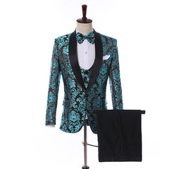 ( Jacket+Pants+Vest ) Newest Groomsmen Shawl Lapel Groom Tuxedos Slim Fit Men Suits Wedding Best Man Blazer