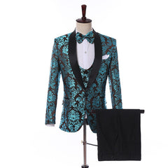 ( Jacket+Pants+Vest ) Newest Groomsmen Shawl Lapel Groom Tuxedos Slim Fit Men Suits Wedding Best Man Blazer
