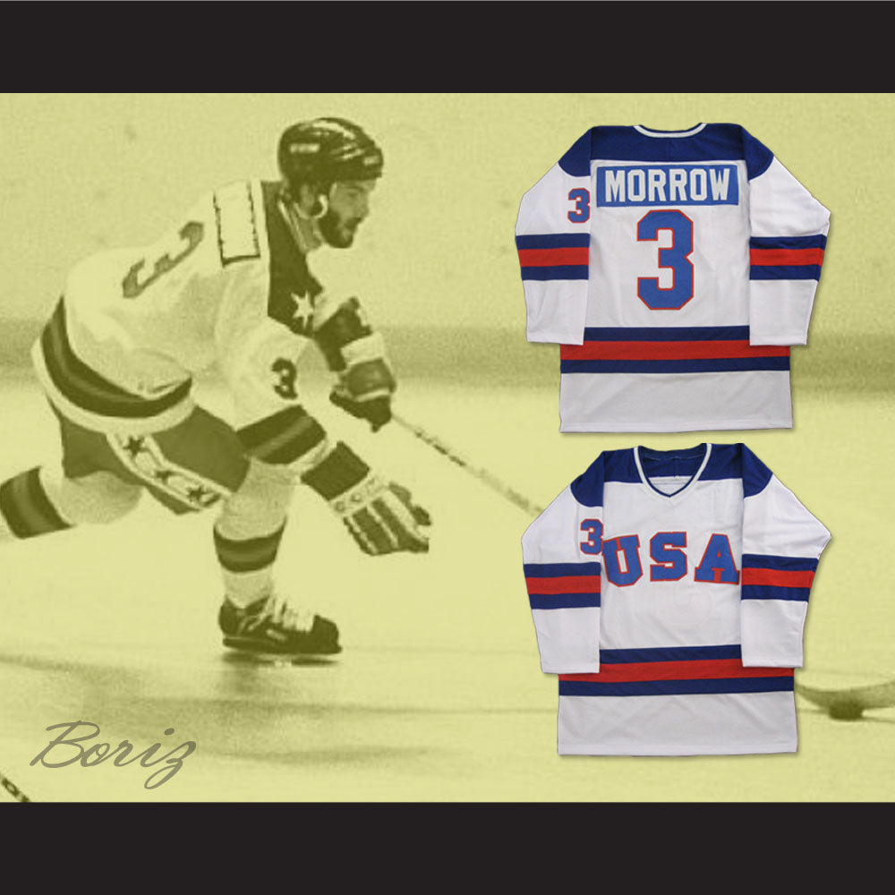 1980 Miracle On Ice Team USA Ken Morrow 3 Hockey Jersey White