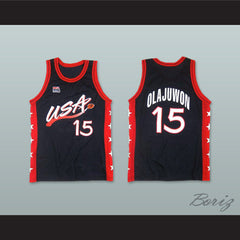 1996 Hakeem Olajuwon 15 USA Team Away Basketball Jersey