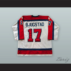 1983-84 Scott Bjugstad 17 USA White Hockey Jersey