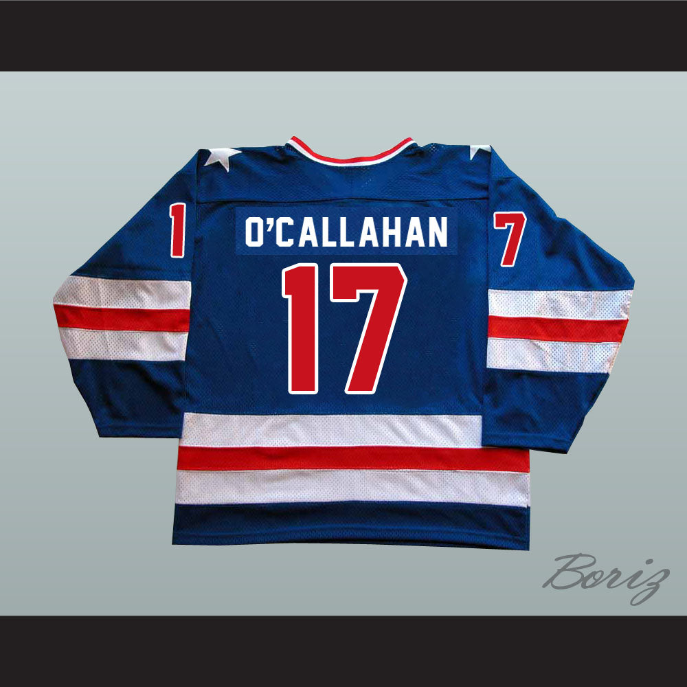 1980 Miracle On Ice Team USA Jack O'Callahan 17 Hockey Jersey Blue