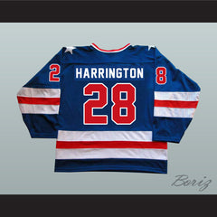 1980 Miracle On Ice Team USA John Harrington 28 Hockey Jersey Blue