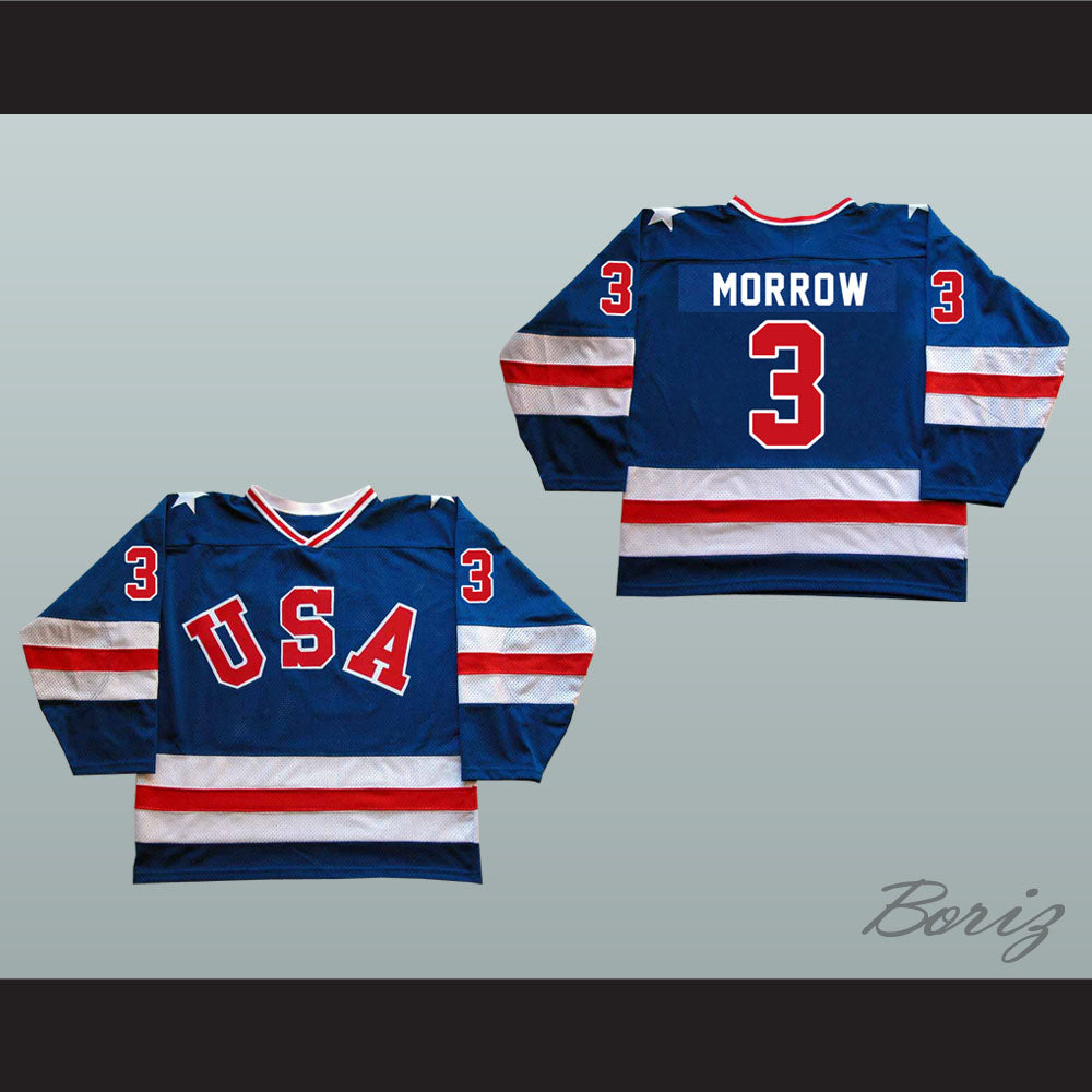 1980 Miracle On Ice Team USA Ken Morrow 3 Hockey Jersey Blue