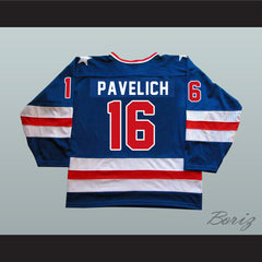 1980 Miracle On Ice Team USA Mark Pavelich 16 Hockey Jersey Blue