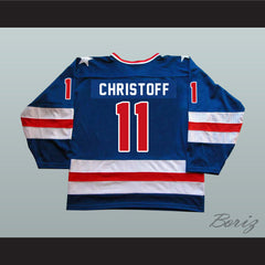 1980 Miracle On Ice Team USA Steve Christoff 11 Hockey Jersey Blue