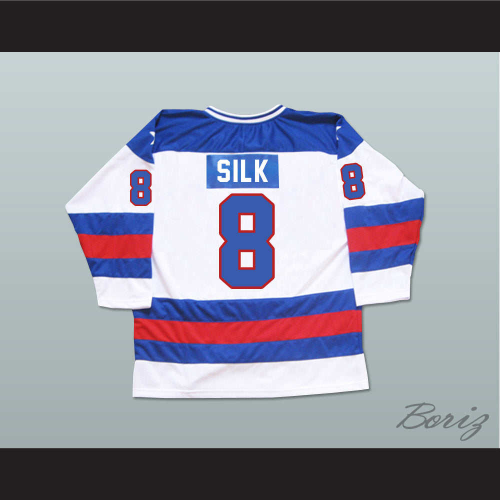 1980 Miracle On Ice Team USA Dave Silk 8 Hockey Jersey White