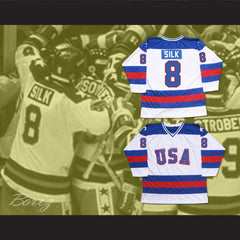 1980 Miracle On Ice Team USA Dave Silk 8 Hockey Jersey White
