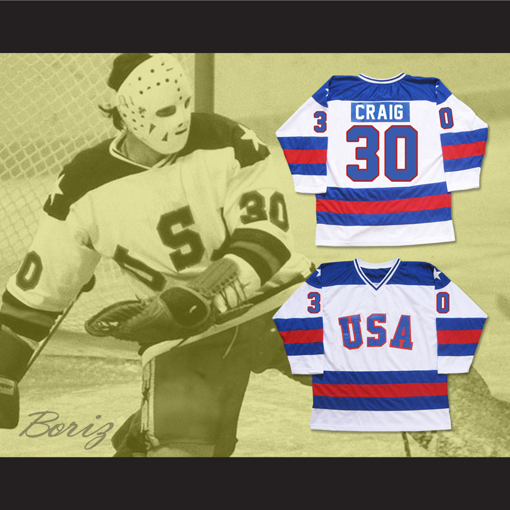 1980 Miracle On Ice Team USA Jim Craig 30 Hockey Jersey White