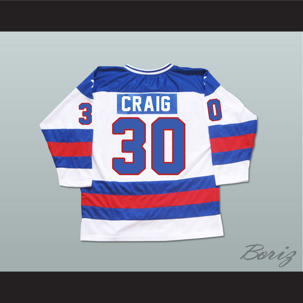 1980 Miracle On Ice Team USA Jim Craig 30 Hockey Jersey White with Patch