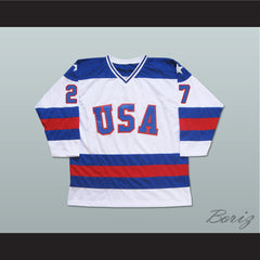 1980 Miracle On Ice Team USA Phil Verchota 27 Hockey Jersey White