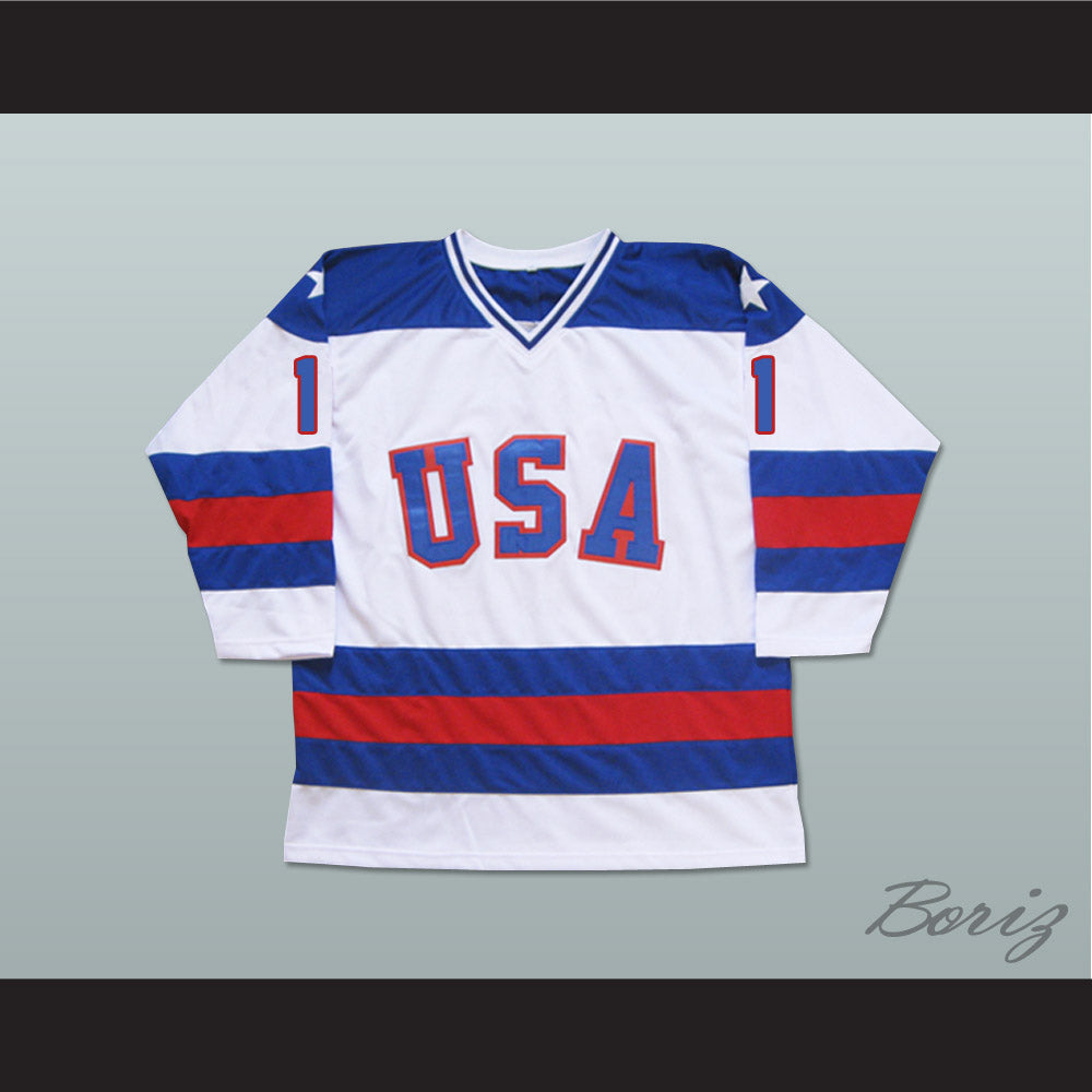 1980 Miracle On Ice Team USA Steve Janaszak 1 Hockey Jersey White