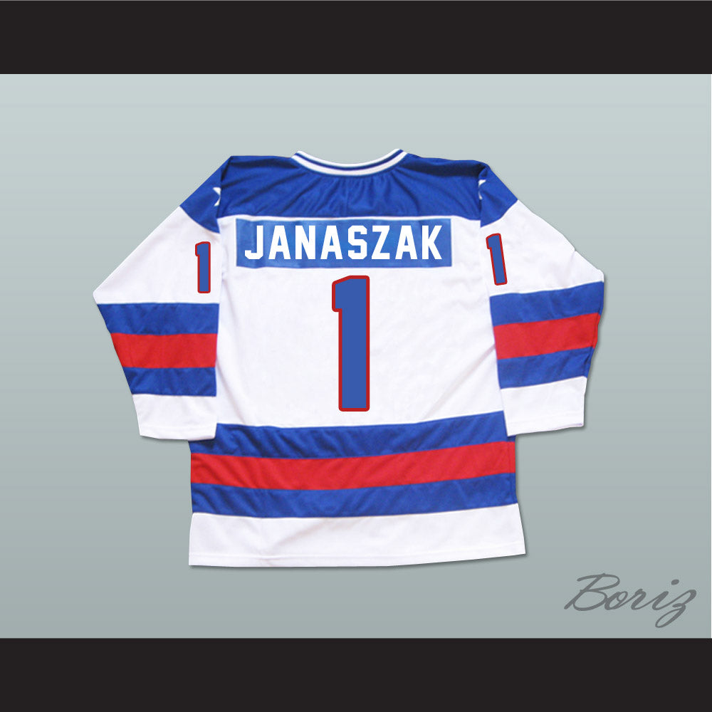 1980 Miracle On Ice Team USA Steve Janaszak 1 Hockey Jersey White