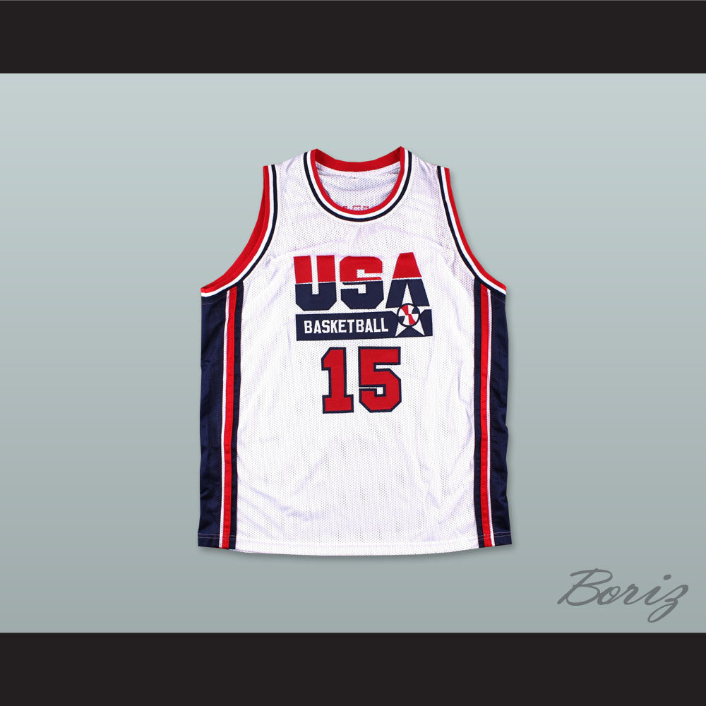 1992 Magic Johnson 15 USA Team Home Basketball Jersey