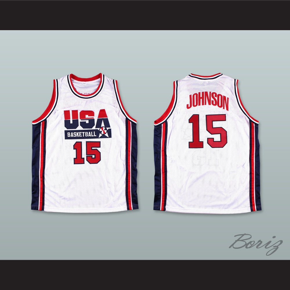 1992 Magic Johnson 15 USA Team Home Basketball Jersey