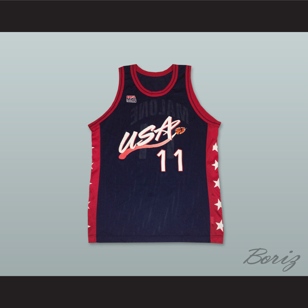 1996 Karl Malone 11 USA Team Away Basketball Jersey